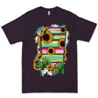 Plum Mississippi Map Sunflower Cactus Serape Premium Tee - RanaPortraitStore