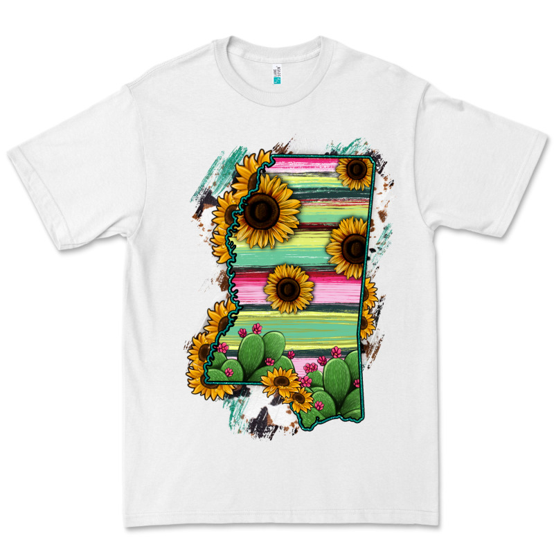 Mississippi Map Sunflower Cactus Serape Premium Tee by RanaPortraitStore | Teevron