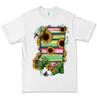 White Mississippi Map Sunflower Cactus Serape Premium Tee - RanaPortraitStore