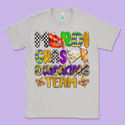 Mardi Gras Drinking Team With Glasses Olivia Classic Tee Designed By Oliviacreatesart