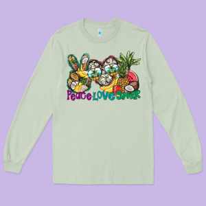 Peace Love Summer Long Sleeve Tee Designed By Cowhidedigitalart