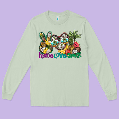 Peace Love Summer Long Sleeve Tee Designed By Cowhidedigitalart