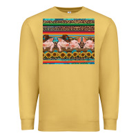 Antique Gold western serape pigs Premium Sweatshirt - RanaPortraitStore