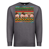 Charcoal Heather western serape pigs Premium Sweatshirt - RanaPortraitStore