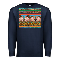 Navy western serape pigs Premium Sweatshirt - RanaPortraitStore