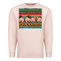 Pale Pink western serape pigs Premium Sweatshirt - RanaPortraitStore