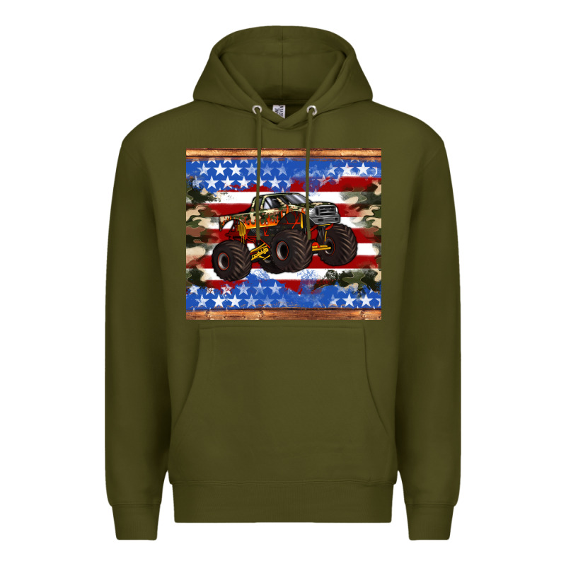 Monster Truck American Flag Tumbler Premium Hoodie by Artiststas | Teevron