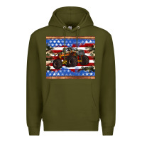 Army Green monster truck american flag tumbler Premium Hoodie - Artiststas
