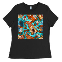 Black coffee and barista gnomes with glitter seamless pattern bbs Ladies Tee - BundleAndBundleShop