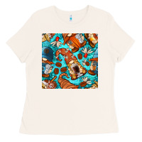 Bone coffee and barista gnomes with glitter seamless pattern bbs Ladies Tee - BundleAndBundleShop