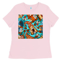 Bubblegum Pink coffee and barista gnomes with glitter seamless pattern bbs Ladies Tee - BundleAndBundleShop