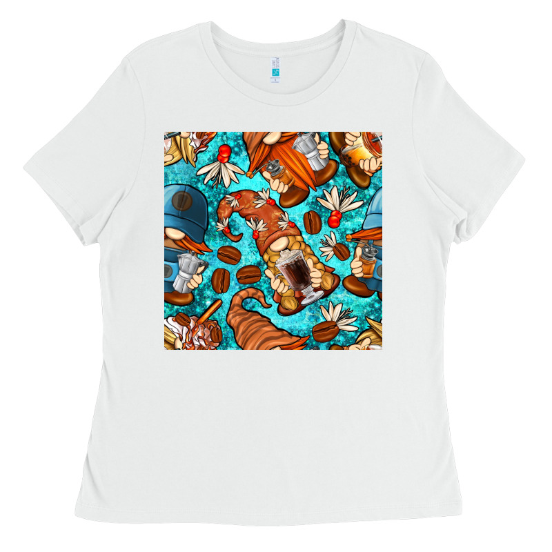 Coffee And Barista Gnomes With Glitter Seamless Pattern Bbs Ladies Tee by BundleAndBundleShop | Teevron
