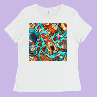 Coffee And Barista Gnomes With Glitter Seamless Pattern Bbs Ladies Tee Designed By Bundleandbundleshop