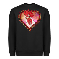 Valentines Day Rooster With Leopard Heart Heavyweight Sweatshirt | Teevron