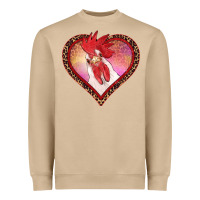 Mushroom valentines day rooster with leopard heart Heavyweight Sweatshirt - RanaPortraitStore
