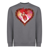 Storm valentines day rooster with leopard heart Heavyweight Sweatshirt - RanaPortraitStore