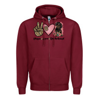 Burgundy peace love dachshund Zipper Hoodie - JahusDesignShop