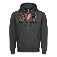 Charcoal Heather peace love dachshund Zipper Hoodie - JahusDesignShop