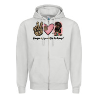 Dove Grey peace love dachshund Zipper Hoodie - JahusDesignShop