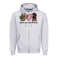 Heather Grey peace love dachshund Zipper Hoodie - JahusDesignShop