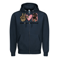 Navy peace love dachshund Zipper Hoodie - JahusDesignShop