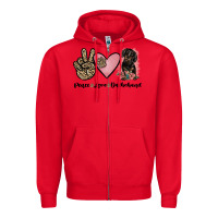 Red peace love dachshund Zipper Hoodie - JahusDesignShop