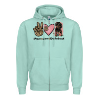 Seafoam peace love dachshund Zipper Hoodie - JahusDesignShop