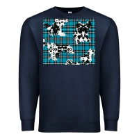 Navy winter plaid and cowhide pattern Premium Sweatshirt - RanaPortraitStore