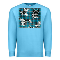 Ocean Blue winter plaid and cowhide pattern Premium Sweatshirt - RanaPortraitStore
