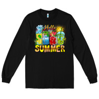 Black Hello Summer Long Sleeve Tee - CowhideDigitalArt