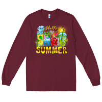 Burgundy Hello Summer Long Sleeve Tee - CowhideDigitalArt