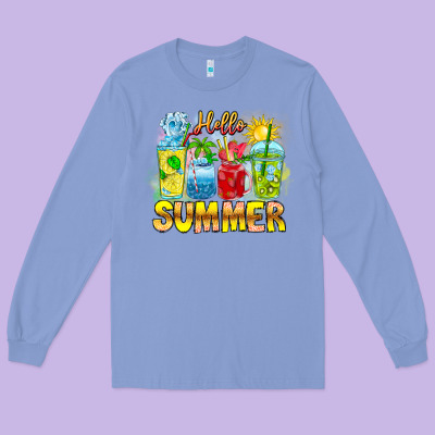 Hello Summer Long Sleeve Tee Designed By Cowhidedigitalart