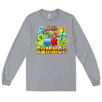 Heather Grey Hello Summer Long Sleeve Tee - CowhideDigitalArt