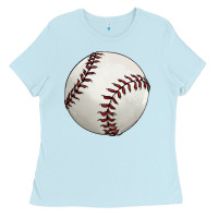 Baby Blue baseball ball Ladies Tee - FaDigitalArtStudio