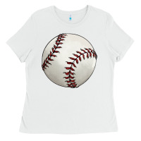 White baseball ball Ladies Tee - FaDigitalArtStudio