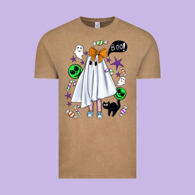 Cute Ghost Halloween Vintage Tee Designed By Bundleandbundleshop