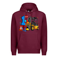 Burgundy forklift birthday one Premium Hoodie - Artiststas