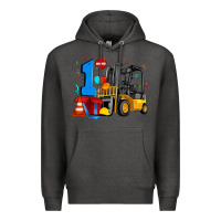 Charcoal Heather forklift birthday one Premium Hoodie - Artiststas