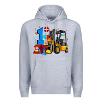 Heather Grey forklift birthday one Premium Hoodie - Artiststas