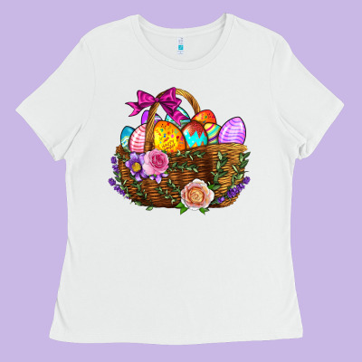 Easter Eggs Hamper Ladies Tee Designed By Bundleandbundleshop