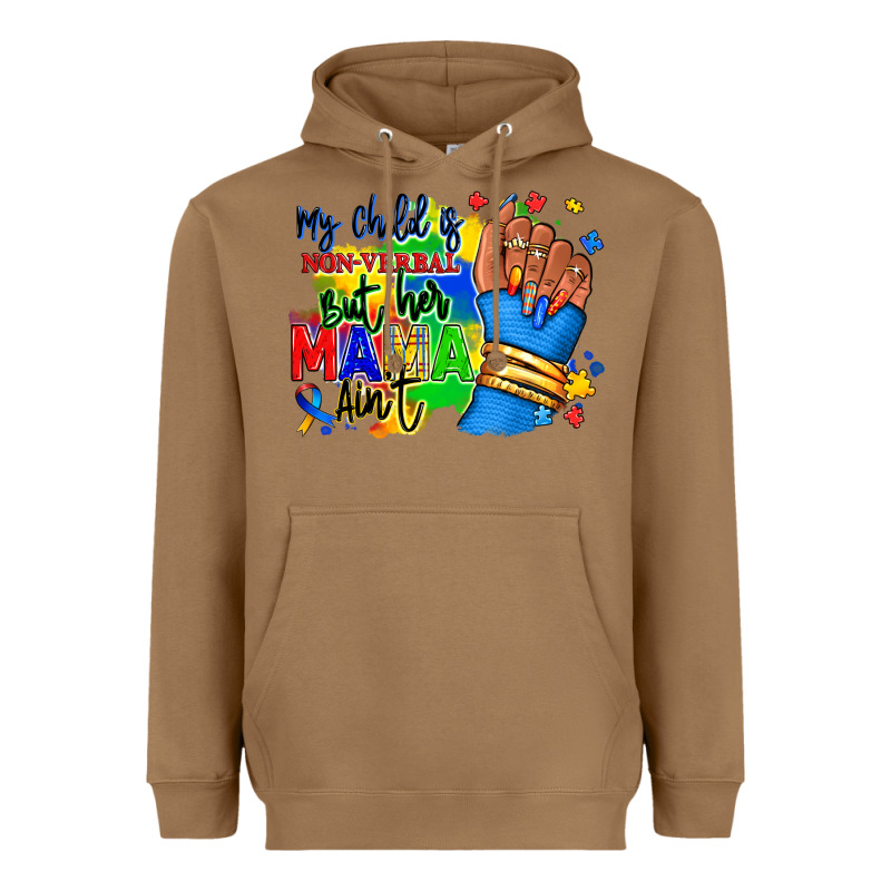 My Child Is Non Verbal But Her Mama Aint Afro Hand Rana Heavyweight Hoodie by RanaPortraitStore | Teevron