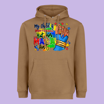 My Child Is Non Verbal But Her Mama Aint Afro Hand Rana Heavyweight Hoodie Designed By Ranaportraitstore