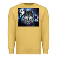 Antique Gold wolf and full moon Premium Sweatshirt - RanaPortraitStore