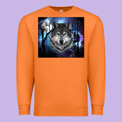 Wolf And Full Moon Premium Sweatshirt Designed By Ranaportraitstore