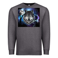 Charcoal Heather wolf and full moon Premium Sweatshirt - RanaPortraitStore