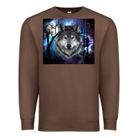 Chestnut wolf and full moon Premium Sweatshirt - RanaPortraitStore