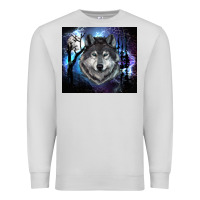 Dove Grey wolf and full moon Premium Sweatshirt - RanaPortraitStore