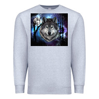 Heather Grey wolf and full moon Premium Sweatshirt - RanaPortraitStore
