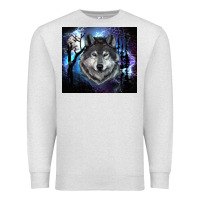 Oatmeal Heather wolf and full moon Premium Sweatshirt - RanaPortraitStore