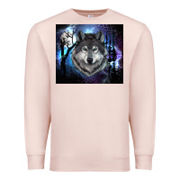 Pale Pink wolf and full moon Premium Sweatshirt - RanaPortraitStore